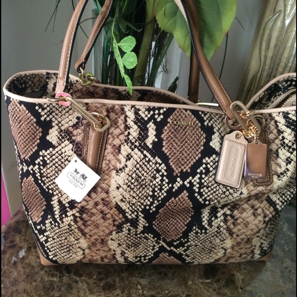 Coach snake skin tote