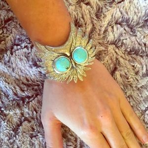 Jade eyed owl silver bracelet