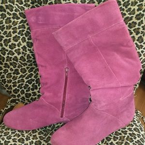 Beautiful deep pinkish "Real" suede boots