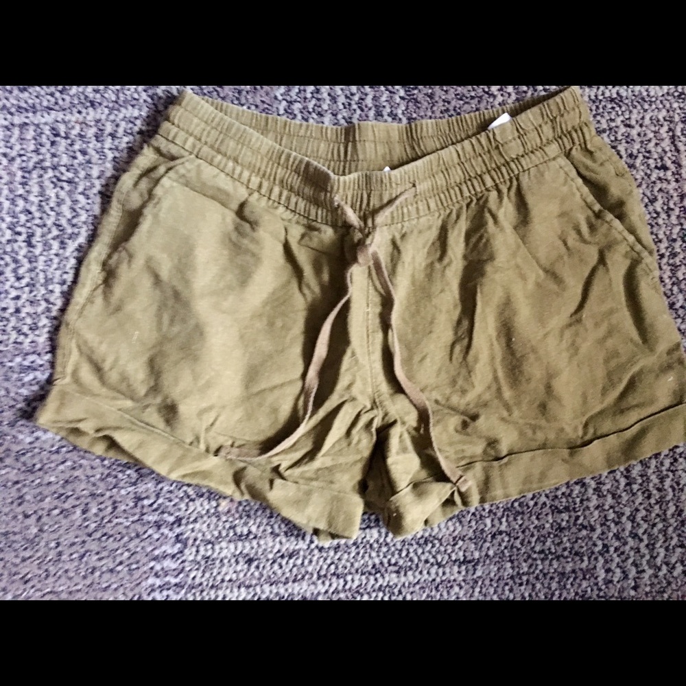 Olive Green Drawstring Shorts