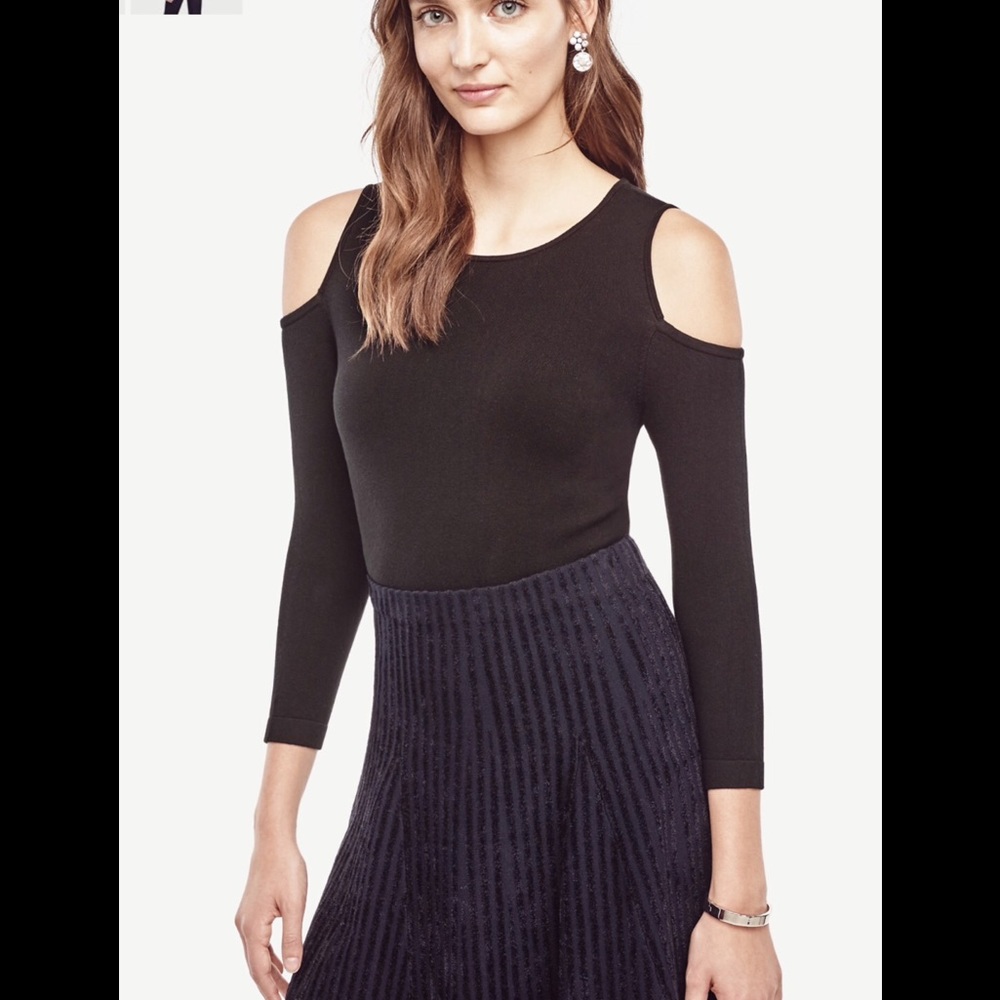 Ann Taylor silk cotton cold shoulder sweater