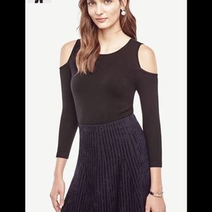 Ann Taylor silk cotton cold shoulder sweater