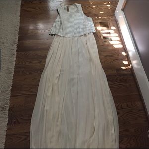 Cream leather top maxi dress