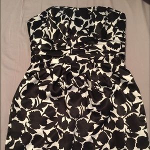 Black and White Floral Cocktail Bridesmaids Dress