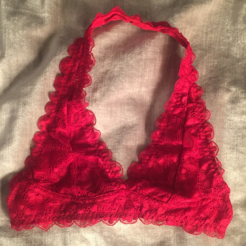 MOD red lace halter bralette!