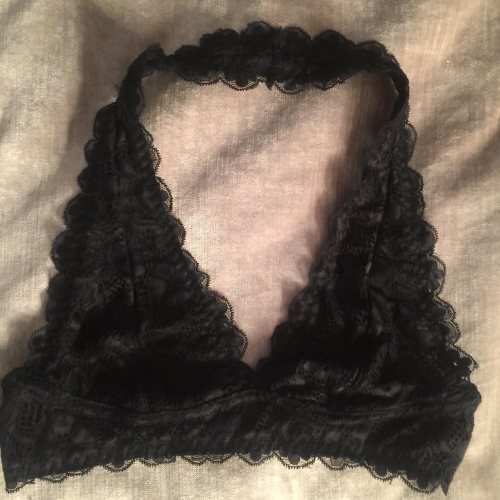 MOD black lace halter bralette!