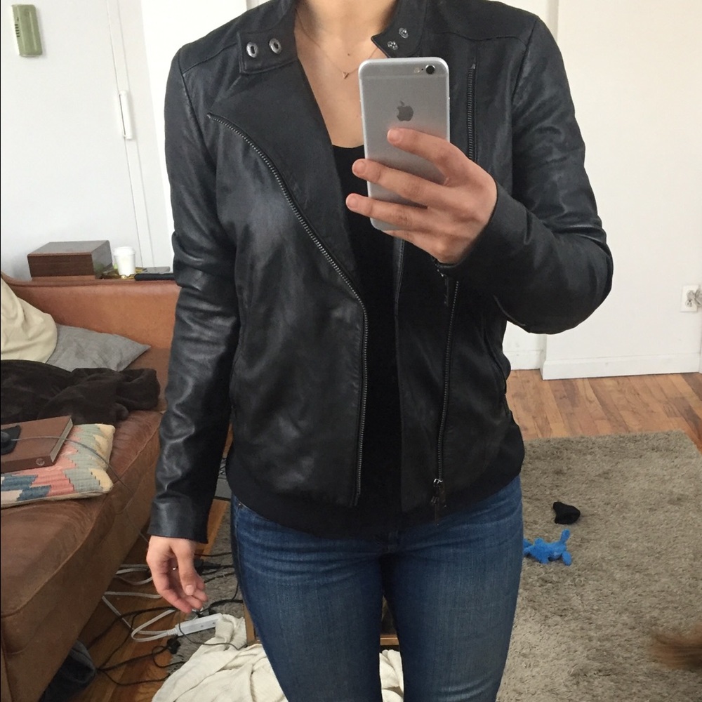 DKNY Black Lamb Skin Leather Jacket