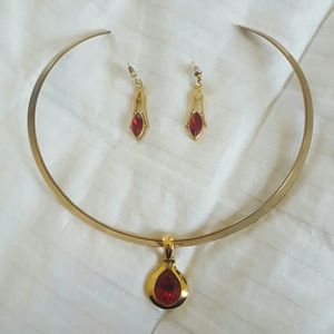 Swarovski Crystal Ruby and Gold set