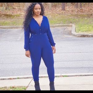 Deep V studded jumpsuit navy! Size 12