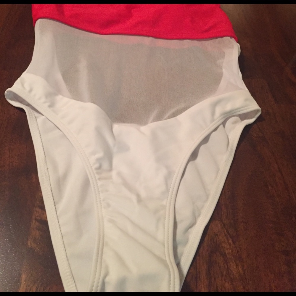 SALE SMALL LEFT • Red & White Mesh One-Piece • - Picture 4 of 6