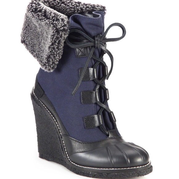 Tory Burch Shoes - SOLD❗️NWOT Tory Burch Fairfax Canvas Wedge Booties