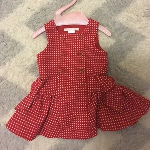Janie and Jack Red & White Drop Waist Bow Dress