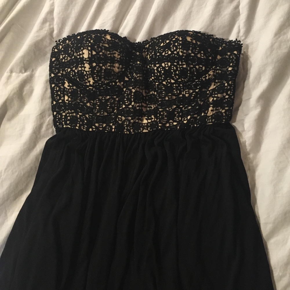 Anthropologie strapless black cocktail dress