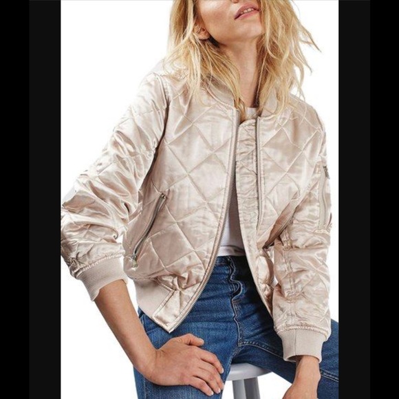 Topshop Jackets & Blazers - Topshop quilted light gold bomber jacket