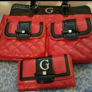 Red Guess purse and wallet set