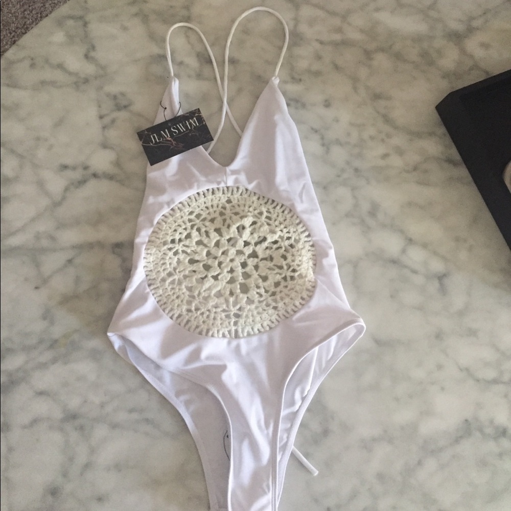 • White Crochet One-Piece • - Picture 1 of 5