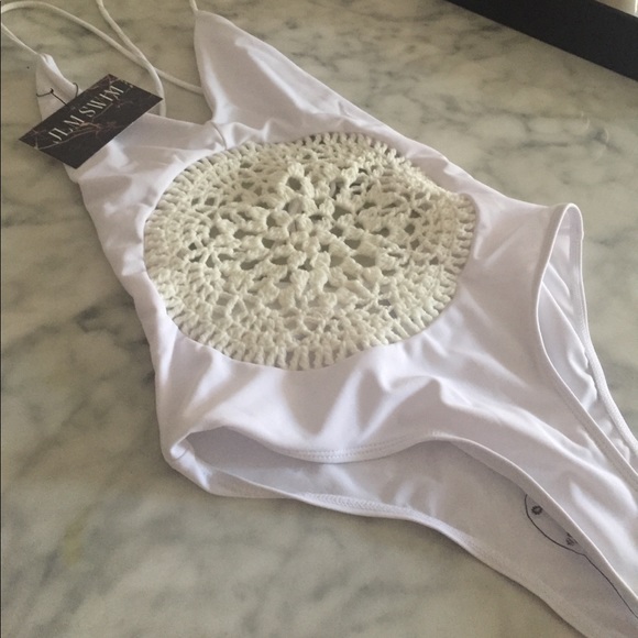 •  White Crochet One-Piece • - Picture 2 of 5