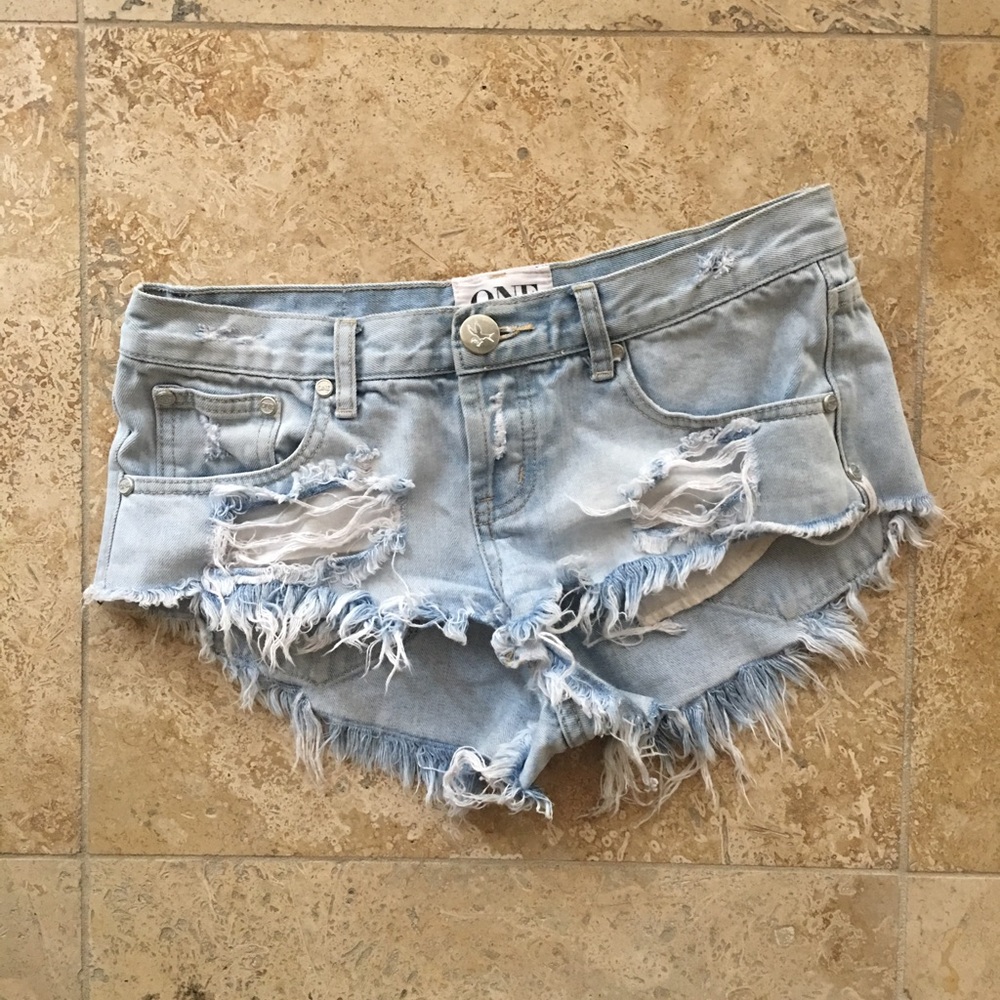 One Teaspoon Bonitas Denim Shorts Light 26 RARE