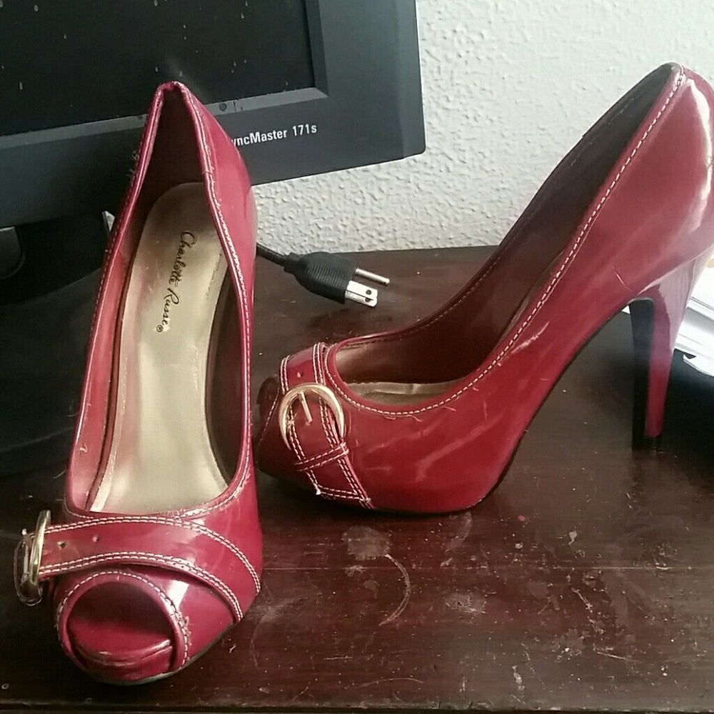 Burgundy Red Charlotte Russe Peep Toe High Heels