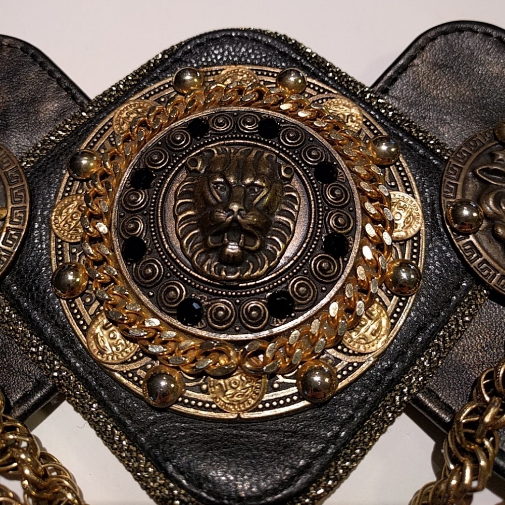 Steampunk gold black ornate belt