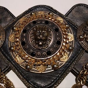 Steampunk gold black ornate belt