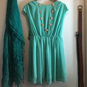 Turquoise Target Dress With Cutout
