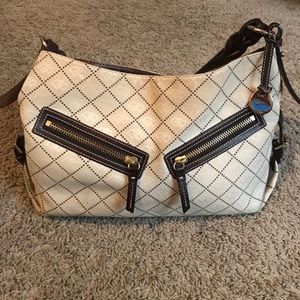 Dooney & Bourke cream and tobacco leather bag