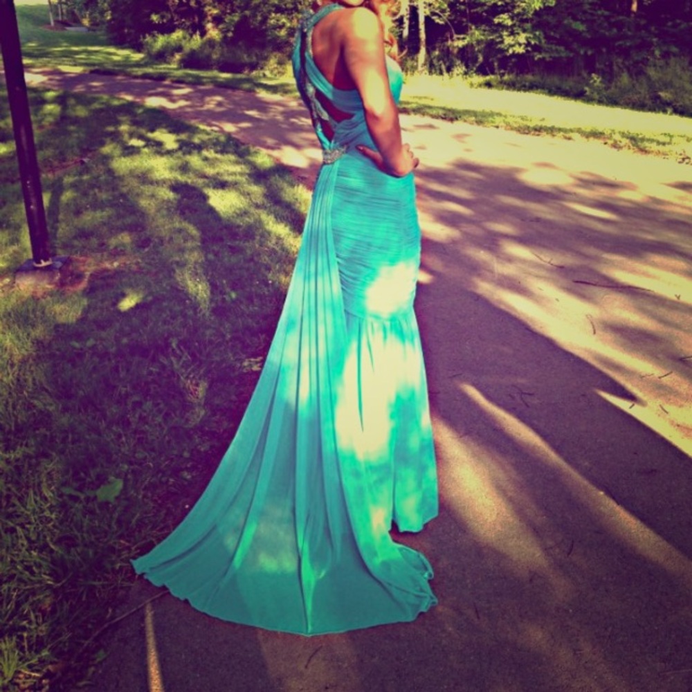 Tiffany Blue Long Train Formal/Prom Dress