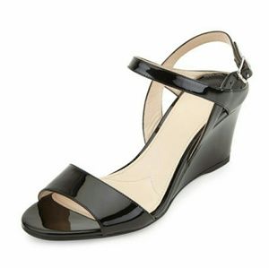 Prada Demi Wedge Nero Patent Leather Sandal
