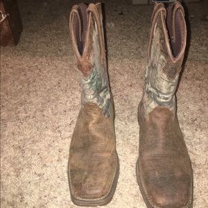 Real leather camo cowgirl boots