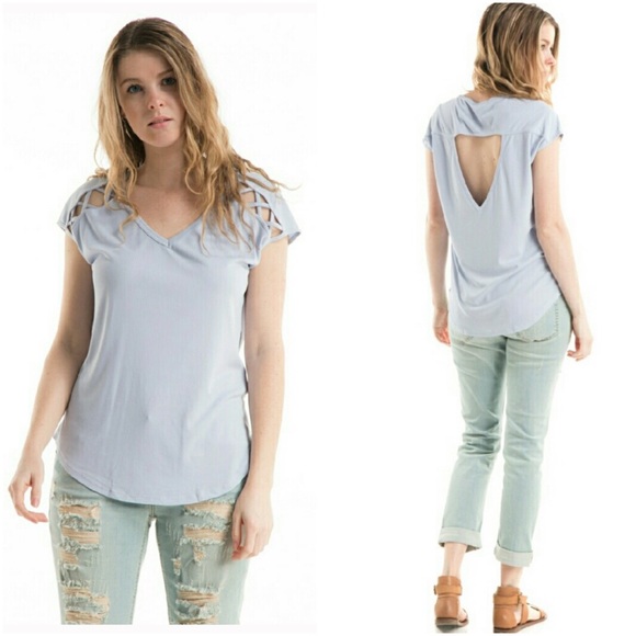 NWT Lilac Grey Open Back Top•rib detailed - Picture 2 of 7