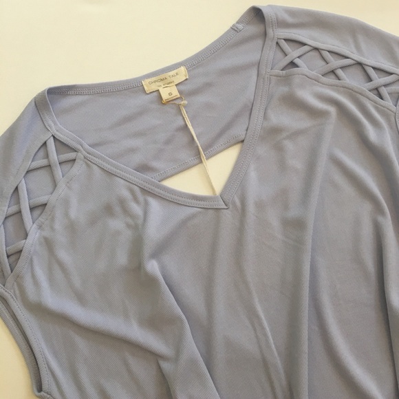 NWT Lilac Grey Open Back Top•rib detailed - Picture 3 of 7