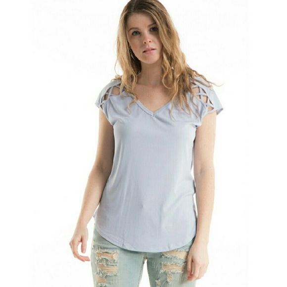 NWT Lilac Grey Open Back Top•rib detailed - Picture 4 of 7