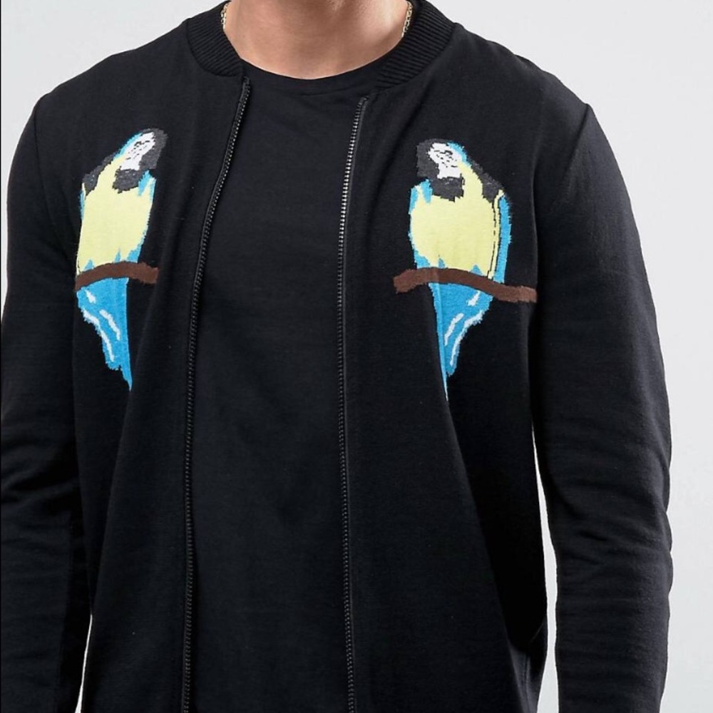 Mens knitted black parrot bomber size xxxl.