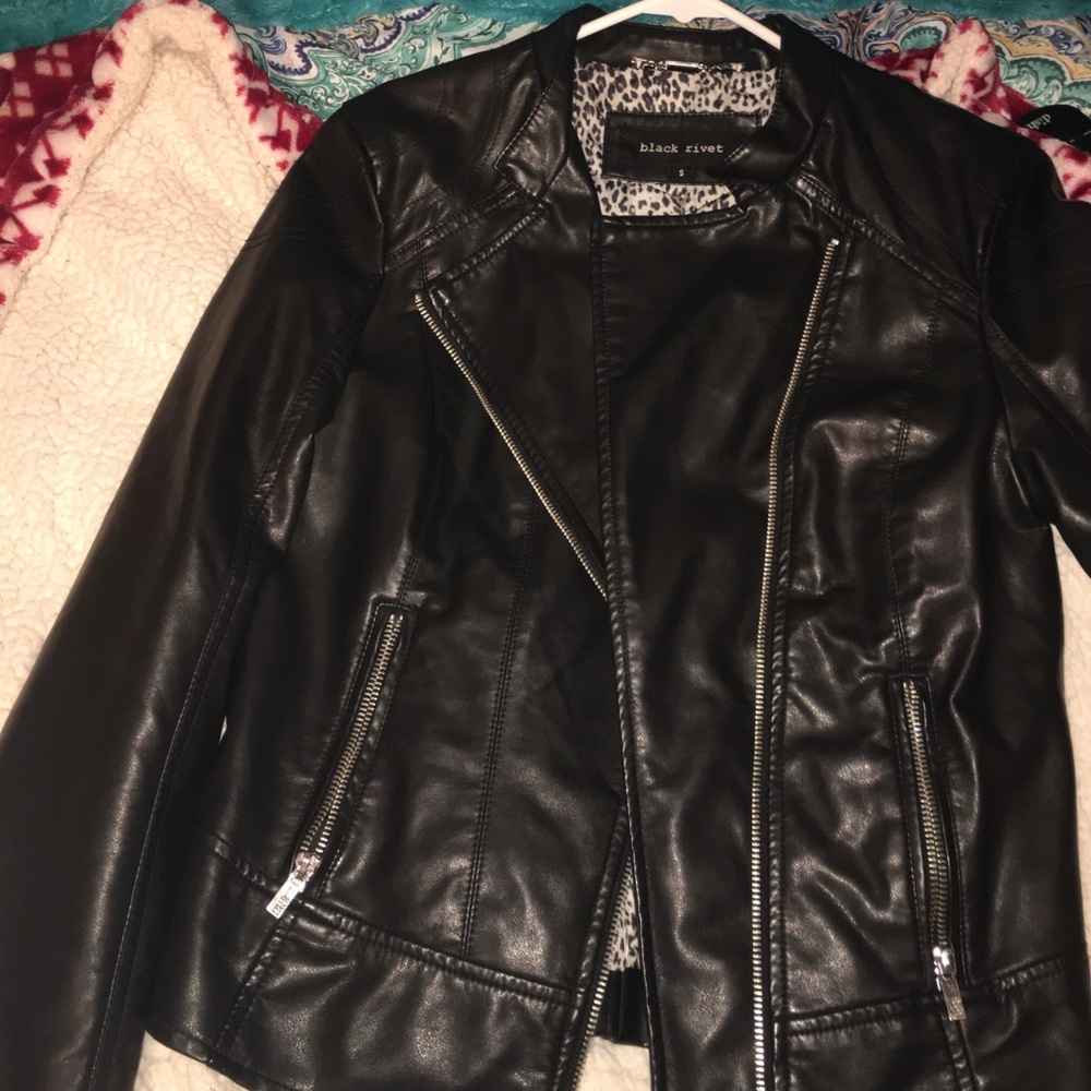 black rivet leather jacket