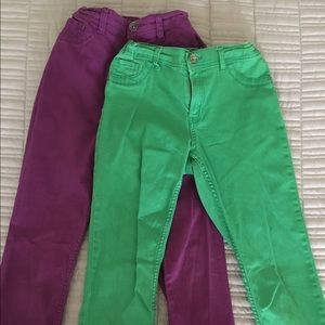 2 pair, Girls Jordache Capris, Green * Purple