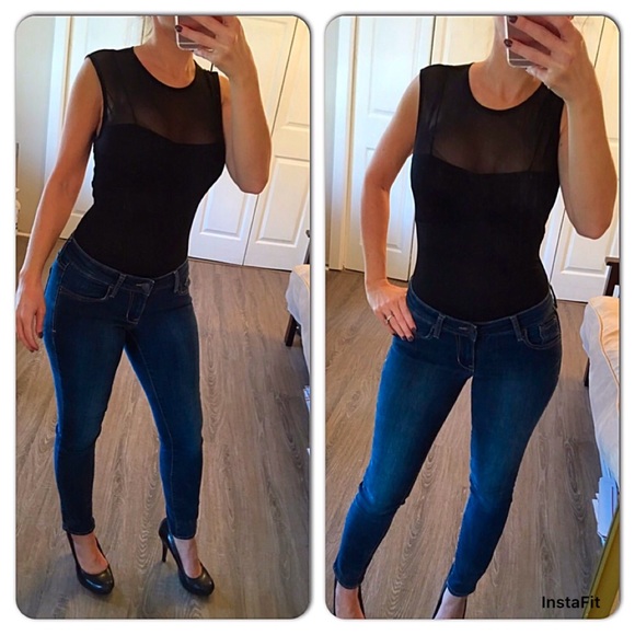 Black shear open back bodysuit - Picture 2 of 4