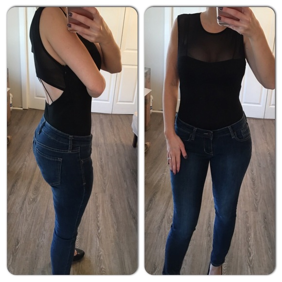 Black shear open back bodysuit - Picture 3 of 4