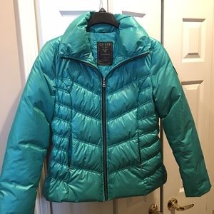 Guess teal puffer coat. (Gently used)