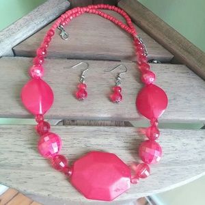 Red Beaded Jewelry Set