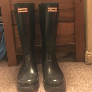 Black hunter boots original kids gloss
