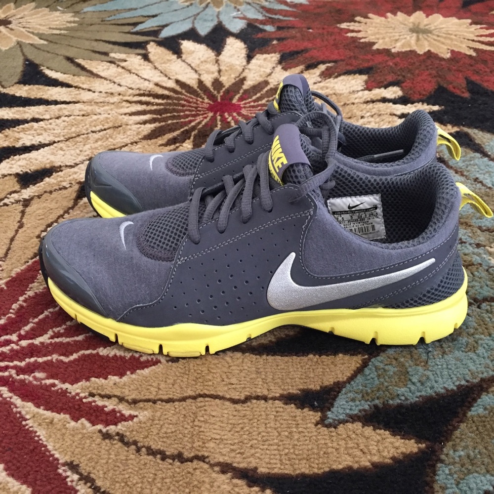 Nike TR gray with yellow accent women's shoes