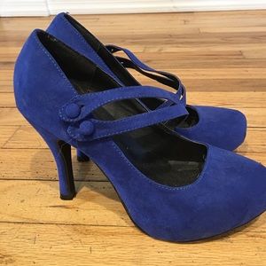 Cobalt blue  suede Mary Jane platform