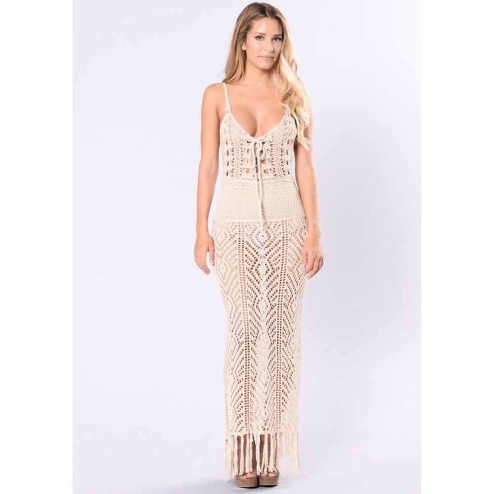 Taupe Crotchet Bathing Suit Cover Up 👙☀️🌊