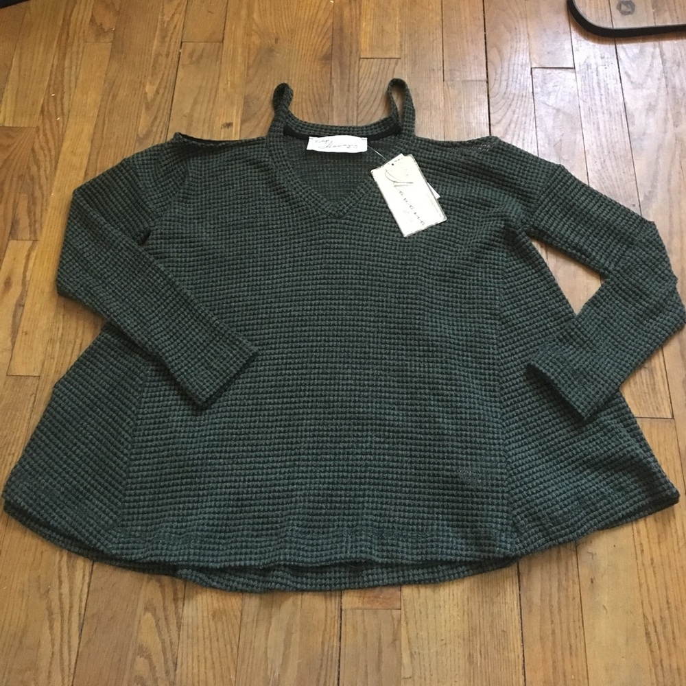 Off the shoulder sweater.