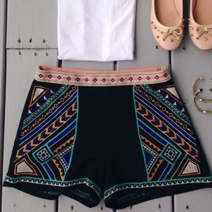 Embroidered high waisted shorts