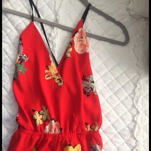 Red floral jumpsuit!
