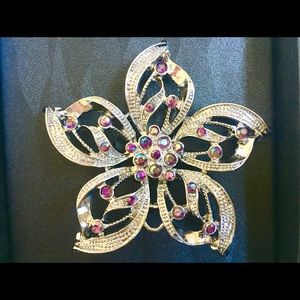 Large Flower Pin With Colorful Gemstones