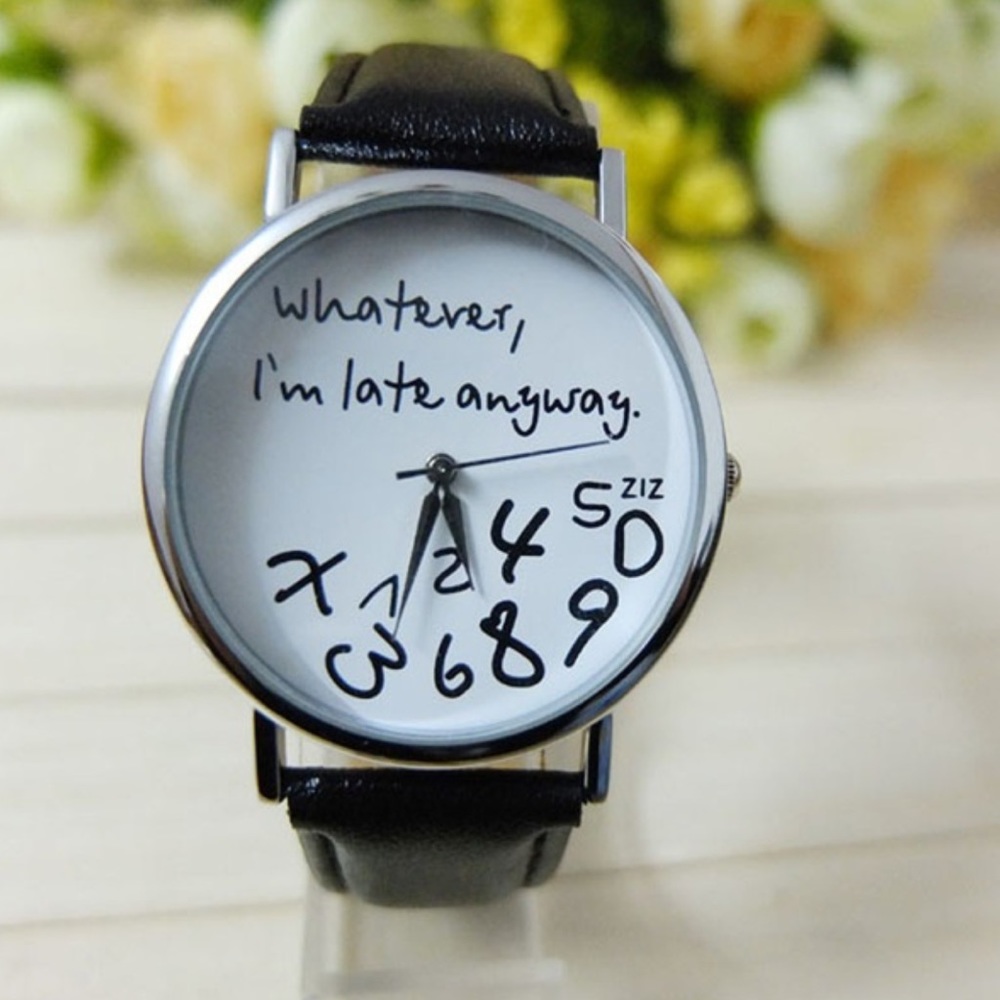 π₯SALEπ₯"Whatever, I'm Late Anyway" Leather Watch - Picture 4 of 5