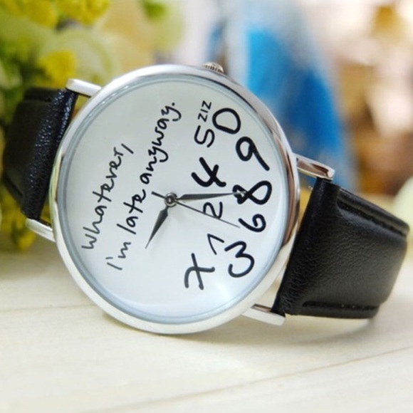 π₯SALEπ₯"Whatever, I'm Late Anyway" Leather Watch - Picture 3 of 5